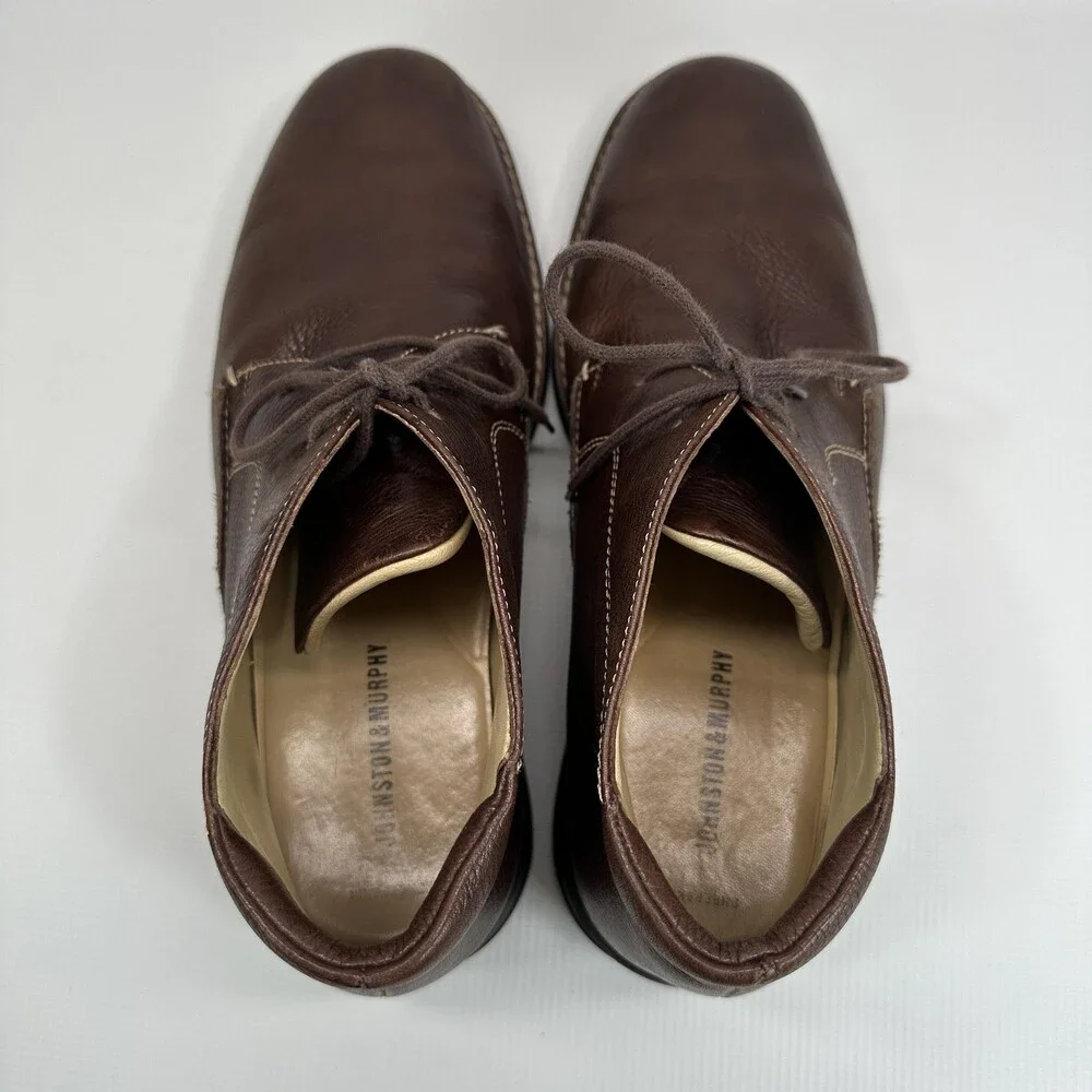 Johnston & Murphy Mens 12M Brown Sheepskin Leather Chukka Boots Lace Up Brazil